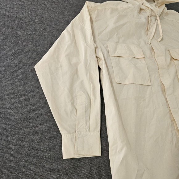 Arizona Jean Co Mens XL Hooded Field Jacket Cream Cotton Nylon Light Parka Coat - Picture 8 of 14